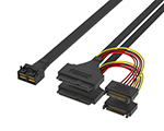 HD Mini SAS SFF-8643 8i转U.2 2SFF-8639+Power 15P硬盘数据线